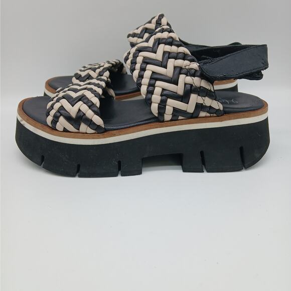 Homers Leather Braided Duyba Tubular Platform Sandals Black White Size 36 US 6 - Picture 1 of 7
